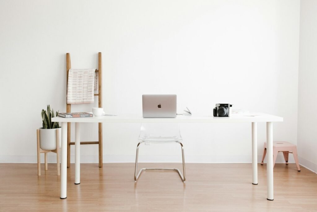Calm modern home office illustrating intentional workspace design